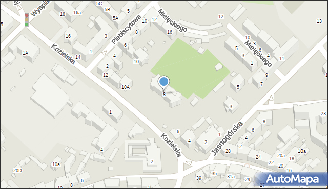 Gliwice, Kozielska, 8, mapa Gliwic