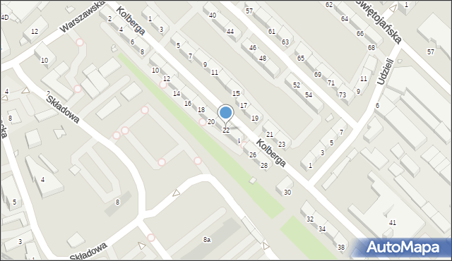 Gliwice, Kolberga Oskara, 22, mapa Gliwic