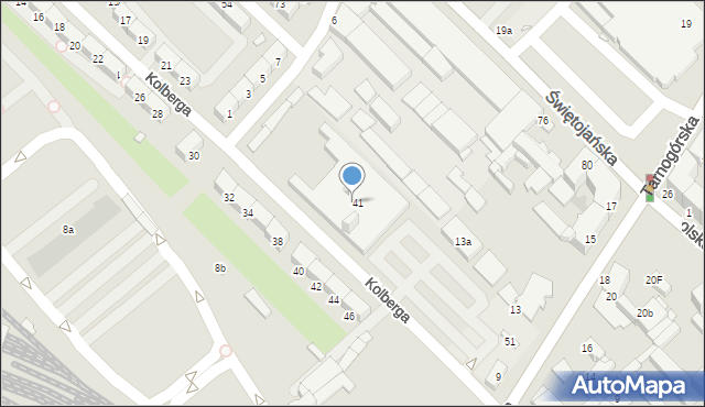 Gliwice, Kolberga Oskara, 41a, mapa Gliwic