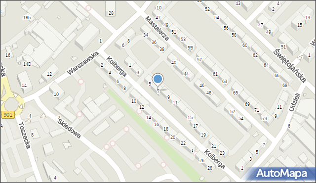 Gliwice, Kolberga Oskara, 7, mapa Gliwic