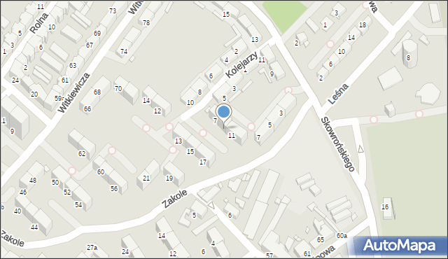 Gliwice, Kolejarzy, 9, mapa Gliwic