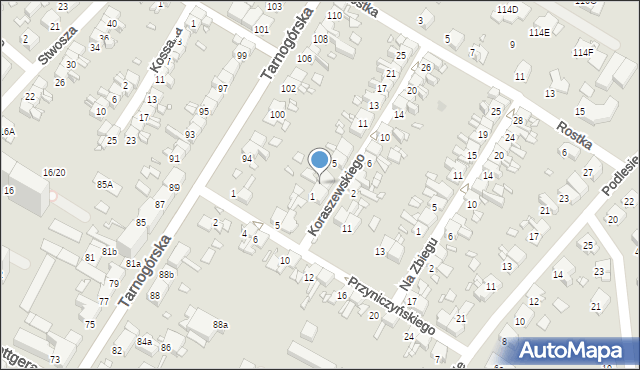 Gliwice, Koraszewskiego Bronisława, 3, mapa Gliwic