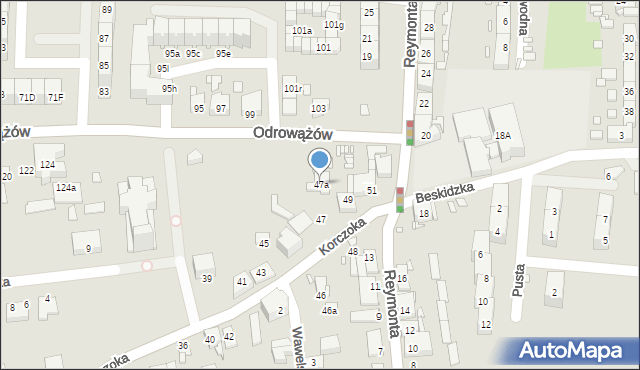 Gliwice, Korczoka Antoniego, ks. dr., 47a, mapa Gliwic
