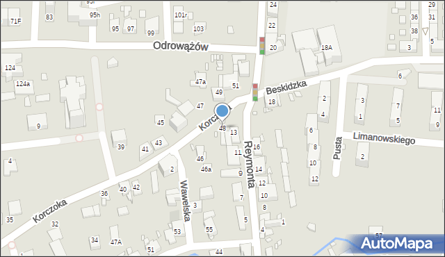 Gliwice, Korczoka Antoniego, ks. dr., 48, mapa Gliwic