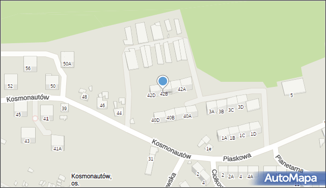 Gliwice, Kosmonautów, 42B, mapa Gliwic