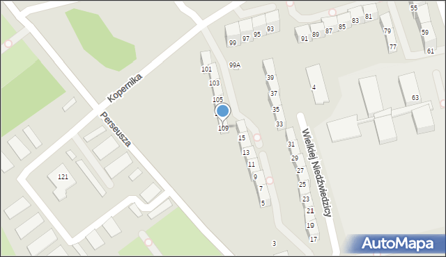 Gliwice, Kopernika Mikołaja, 109, mapa Gliwic
