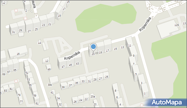 Gliwice, Kopernika Mikołaja, 21, mapa Gliwic