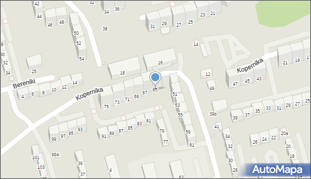 Gliwice, Kopernika Mikołaja, 65, mapa Gliwic