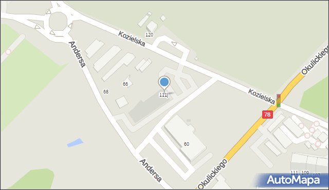 Gliwice, Kozielska, 111j, mapa Gliwic