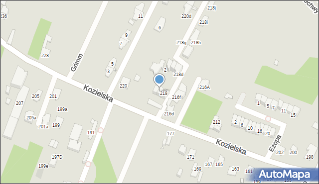 Gliwice, Kozielska, 218B, mapa Gliwic