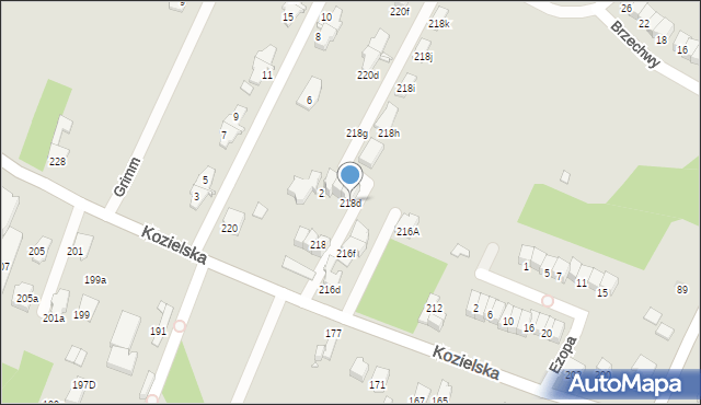 Gliwice, Kozielska, 218d, mapa Gliwic