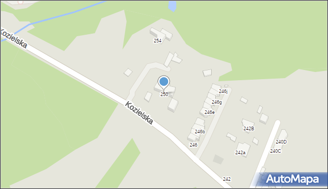 Gliwice, Kozielska, 250, mapa Gliwic