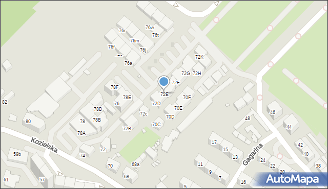 Gliwice, Kozielska, 72E, mapa Gliwic