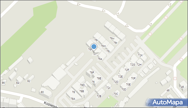 Gliwice, Kozielska, 76d, mapa Gliwic