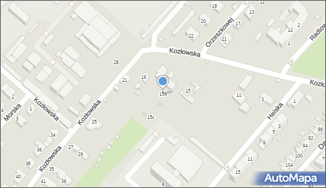 Gliwice, Kozłowska, 15b, mapa Gliwic