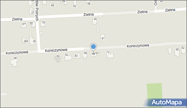 Gliwice, Koniczynowa, 68, mapa Gliwic