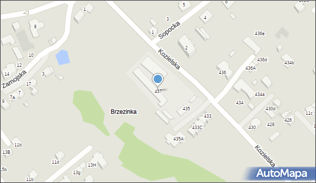 Gliwice, Kozielska, 437, mapa Gliwic