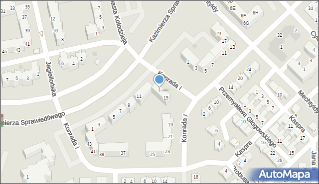 Głogów, Konrada I, 17, mapa Głogów