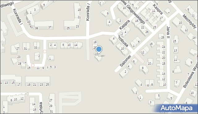 Głogów, Konrada I, 24, mapa Głogów