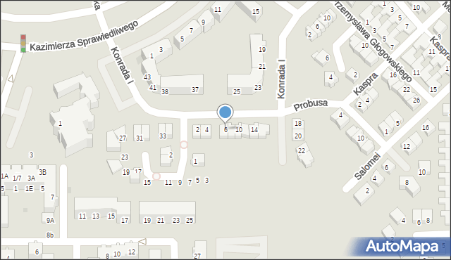 Głogów, Konrada I, 6, mapa Głogów