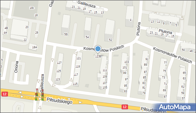 Głogów, Kosmonautów Polskich, 113b, mapa Głogów