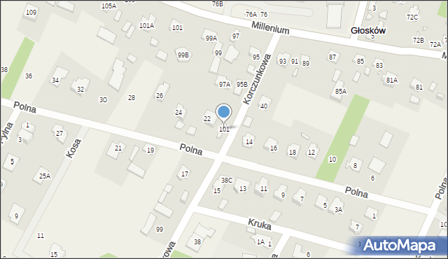 Głosków, Korczunkowa, 101, mapa Głosków