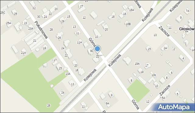 Głosków-Letnisko, Kolejowa, 22, mapa Głosków-Letnisko