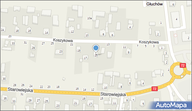 Głuchów, Koszykowa, 15, mapa Głuchów