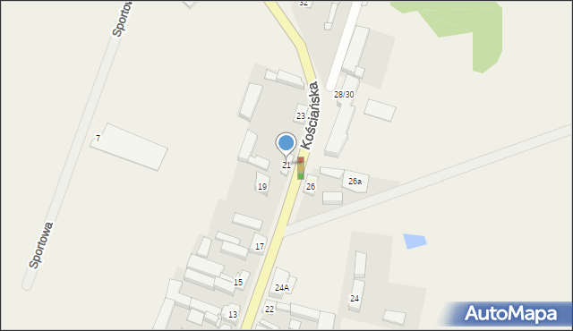 Głuchowo, Kościańska, 21, mapa Głuchowo