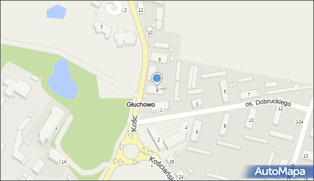 Głuchowo, Kościańska, 4, mapa Głuchowo