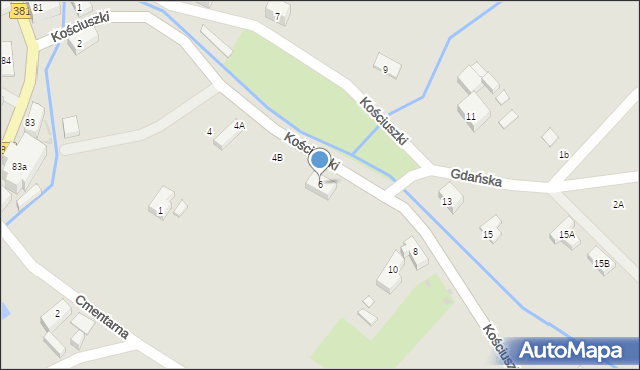 Głuszyca, Kościuszki Tadeusza, gen., 6, mapa Głuszyca