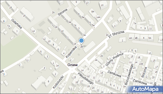 Gniew, Kopernika Mikołaja, 16, mapa Gniew