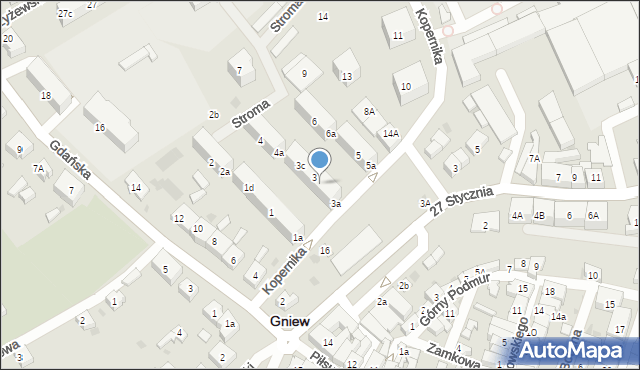 Gniew, Kopernika Mikołaja, 3b, mapa Gniew