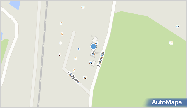 Gniezno, Kokoszki, 50, mapa Gniezna