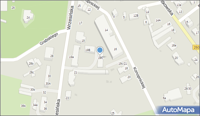 Gniezno, Konopnickiej Marii, 19C, mapa Gniezna