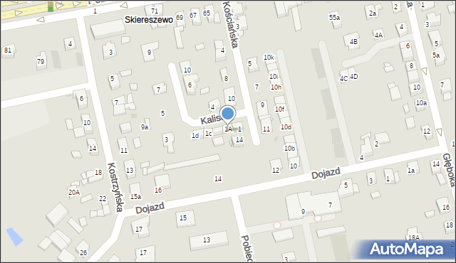 Gniezno, Kościańska, 1a, mapa Gniezna