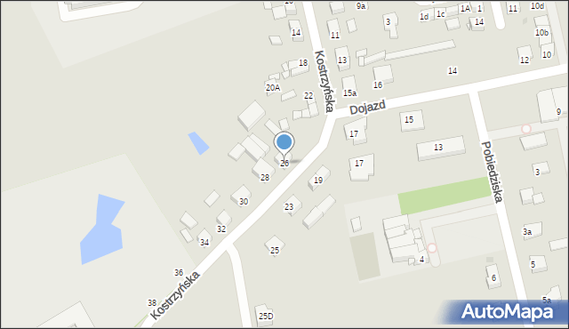 Gniezno, Kostrzyńska, 26, mapa Gniezna