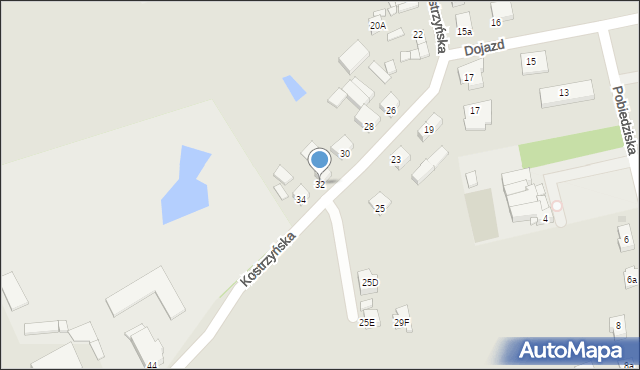 Gniezno, Kostrzyńska, 32, mapa Gniezna