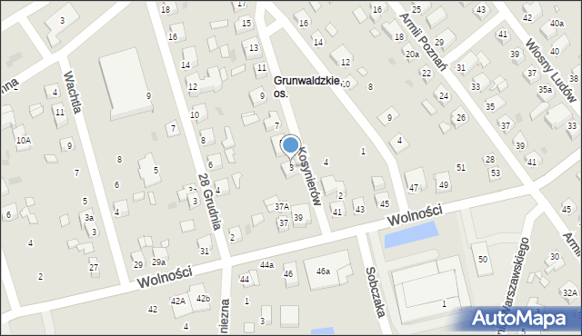 Gniezno, Kosynierów, 3, mapa Gniezna