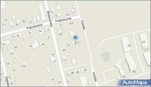 Gniezno, Kozala Michała, bp., 24, mapa Gniezna