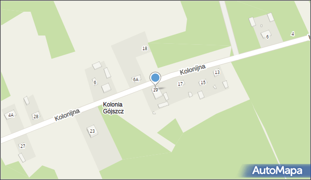 Gójszcz, Kolonijna, 19, mapa Gójszcz
