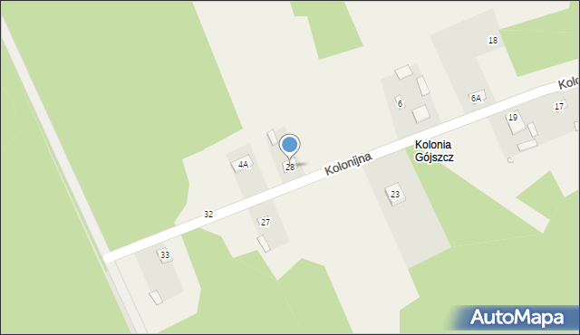 Gójszcz, Kolonijna, 28, mapa Gójszcz