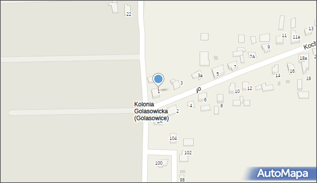 Golasowice, Kochanowskiego Jana, 1, mapa Golasowice