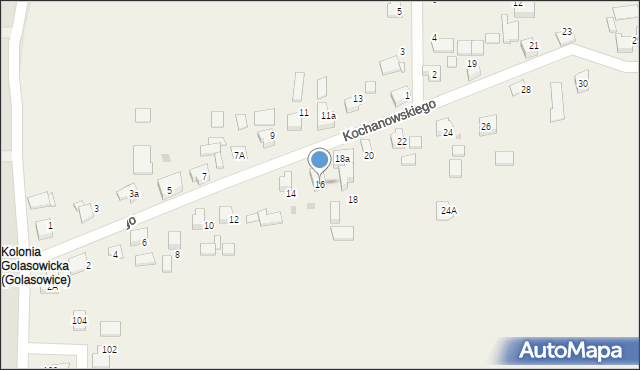 Golasowice, Kochanowskiego Jana, 16, mapa Golasowice