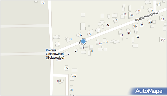Golasowice, Kochanowskiego Jana, 6, mapa Golasowice