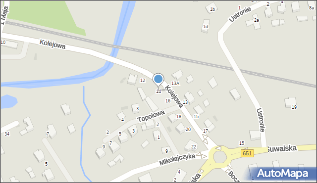 Gołdap, Kolejowa, 14, mapa Gołdap