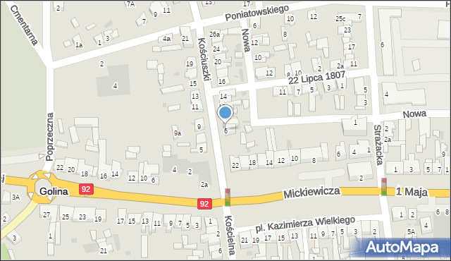 Golina, Kościuszki Tadeusza, gen., 6, mapa Golina