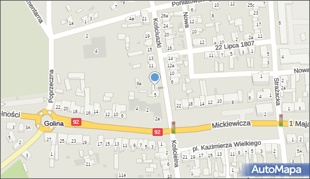Golina, Kościuszki Tadeusza, gen., 7, mapa Golina