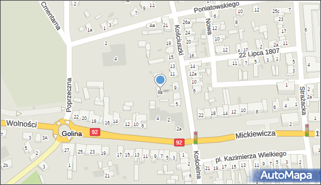Golina, Kościuszki Tadeusza, gen., 9a, mapa Golina