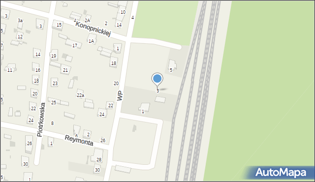 Gomunice, Kolejowa, 3, mapa Gomunice